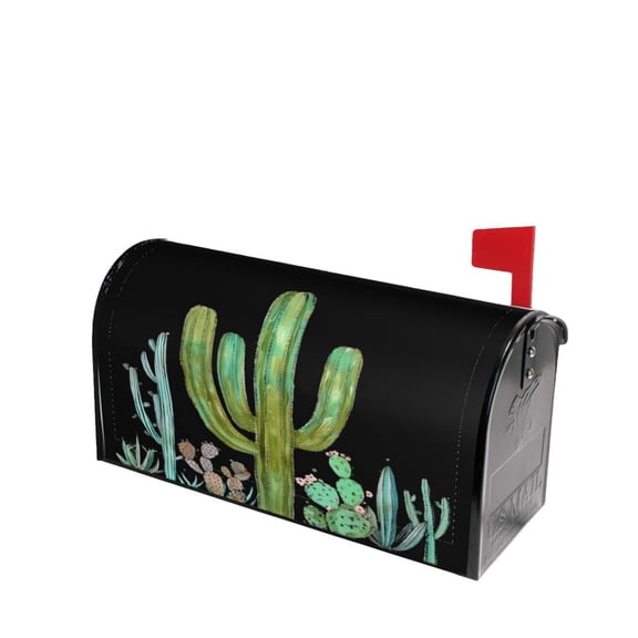 PHELIKA Green Cactus 01 Magnetic Mailbox Covers Post Letter Box Cover Standard Size 21"H x 18"W