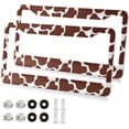 thumbnail image 2 of GZHJMY Abstract Cow Pattern Brown License Plate Frames for Women Men 2 Pcs Personalized Car License Plate Holder with Screw Caps, Elliptical Hole Decorative, 2 of 7