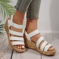 thumbnail image 6 of Viluyesy Womens Gladiator Sandals, Ankle Strap Wide Width Open Toe Summer Strappy Shoes White, 6 of 8