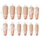 thumbnail image 3 of Uñas largas tipo ataúd, uñas con flores, uñas postizas, uñas bonitas con cobertura total, puntas de uñas acrílicas para mujeres y niñas, 24 unidades, 3 of 8