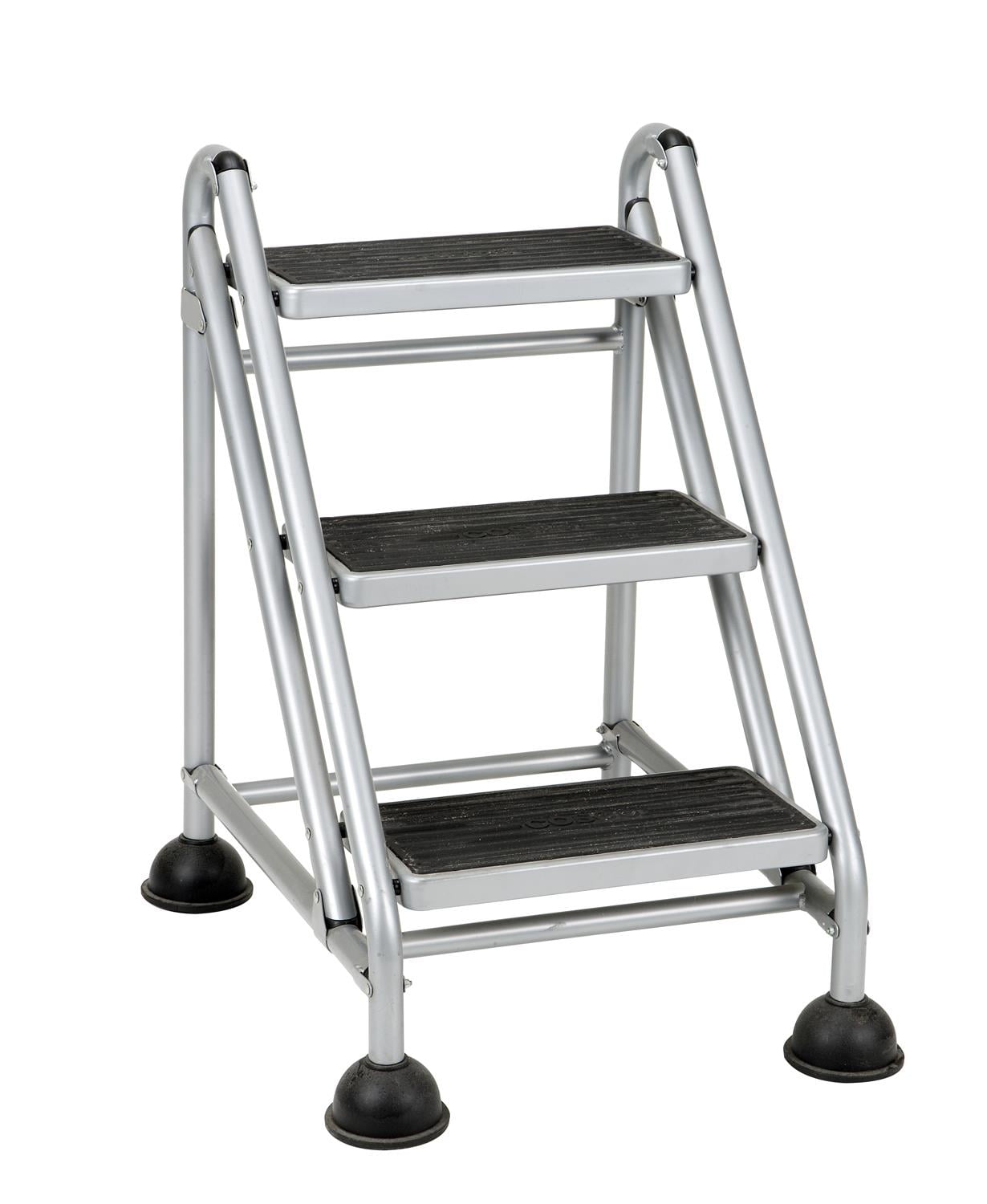 Cosco Rolling Commercial Step Stool 3 Step Platinumblack