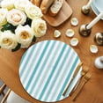 thumbnail image 2 of Teal Aqua Stripe Round Placemats Set of 8 for Dinning Tables,Heat-proof Braided Table Mats 15 Inch,Gradient Geometric White Vertical Striped Washable Place Mat for Kitchen Restaurant Party Table, 2 of 9
