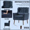 thumbnail image 4 of Modern Accent Chair Upholstered Living Room Chairs with Tapered Wooden Legs and Waist Pillow, Comfy Chenille Armchair Reading Chair for Living Room Bedroom Office (Dark Blue), 4 of 7