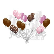 24 pc Brown & Pink Polka Dot Latex Balloons Party Decoration Baby Girl Shower