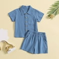 thumbnail image 2 of KAUOD Toddler Boys Cotton Linen Shirt Set 2pcs Short Sleeve Button Down Collared Shirts with Linen Shorts Baby Summer Casual Outfit, 2 of 4