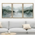 thumbnail image 2 of IDEA4WALL Framed Canvas Print Wall Art Set of 3 Misty Mountain & Lake View Illustration Print Watercolor Abstract Forest Serene Modern Digital Art Minimal Chic for Home Decor - Natural 24"x36"x3, 2 of 5