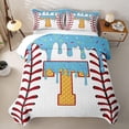 thumbnail image 2 of Erosebridal Ball Monogrammed T Twin Quilt Set for Boys Girls, Cartoon Ice Cream Drip Twin Coverlet Set, 2-Piece, 2 of 7