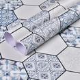 thumbnail image 1 of 1pc Peel And Stick Wallpaper Tile, Moroccan Tile Cover Up Stickers PVC Contact Paper For Floors Waterproof Wear-resistant Wall Tiles For Bathroom Walls Kitchen Back Splash Vinyl Flooring Roll Floor, 1 of 5
