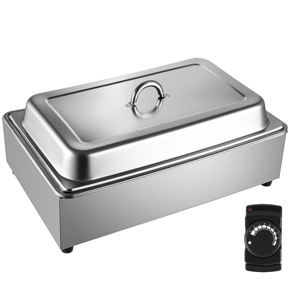VEVOR Commercial Food Warmer, Full-Size 1 Pot Steam Table with Lid, 9.5 Quart Electric Soup Warmers, Grade Stainless Steel Bain Marie Buffet Equipment, Fits 21 x 13.2 Pan, 400W, for Restaurant