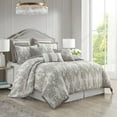 thumbnail image 2 of Nanshing Dilma 9 Piece Traditional Scroll Comforter Set, Smoke Grey, California King, 2 of 14