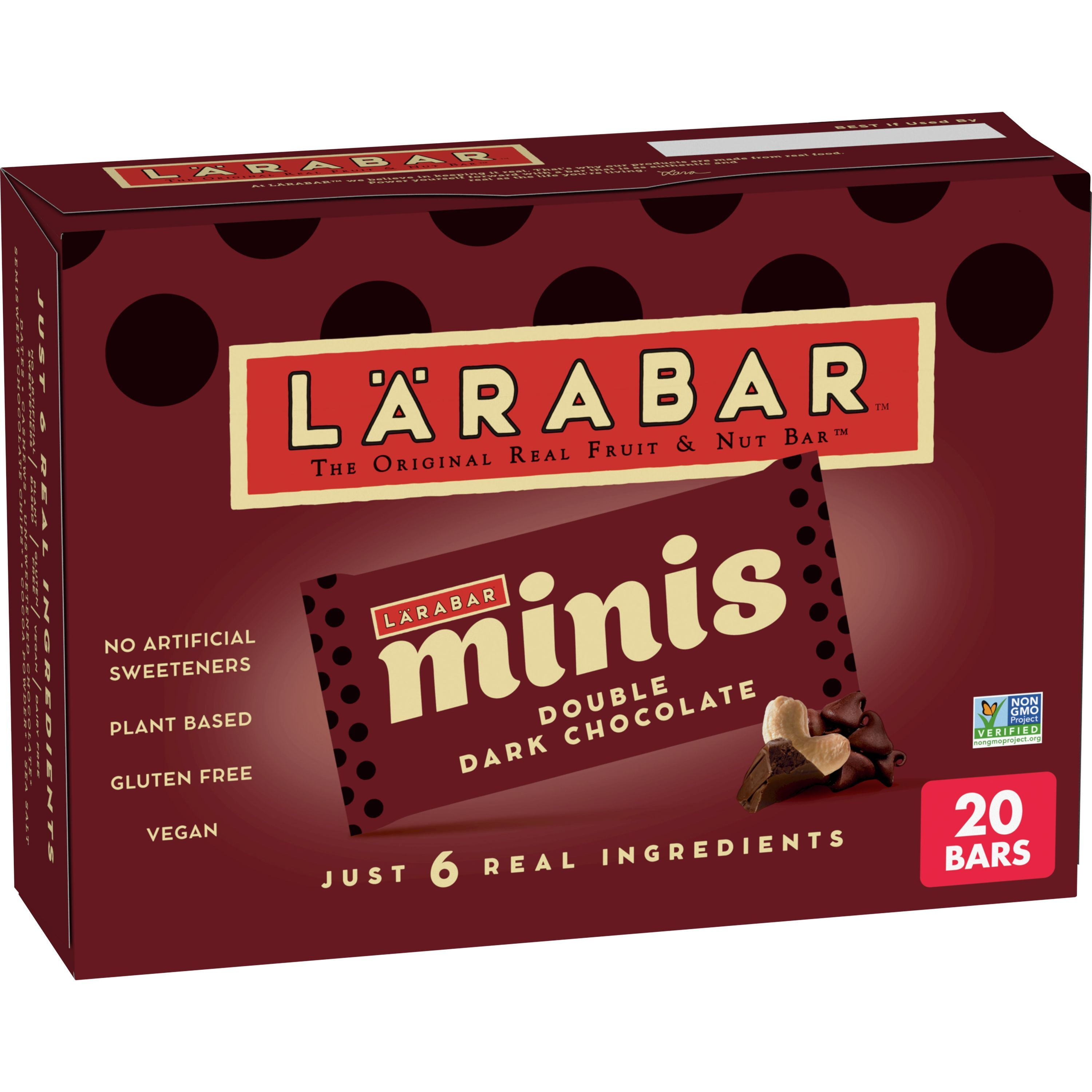 Larabar Double Dark Chocolate Mini Bars, Gluten Free Vegan Bars, 20 ct