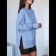 thumbnail image 5 of Sudaderas Oversize para Mujer, Cuello Redondo, Larga, Informales, Holgadas, con Aberturas, para Otoño Azul L, 5 of 9