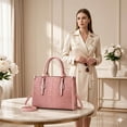 thumbnail image 3 of AVMPRO Women's PU Leather Top-Handle Shoulder Handbag, Pink, 3 of 6