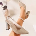thumbnail image 2 of TAGOLD Womens High Heels Shoes,Women's Fashionable Casual Comfortable Plus Size Solid Color Rhinestone Sequined Pointed Toe Heel High Heels, 2 of 5