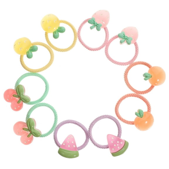 PAMINGONO 10Pcs Fruits Hair Ties Cute Ponytail Holders for Girls Toddler Women Birthday Party
