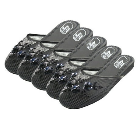 

women s black chinese mesh slippers