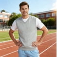 thumbnail image 4 of TOPTIE Chandail Sans Manches Uni pour Homme, Coupe en Coton Décontractée - Bleu Marine - TTG, 4 of 11