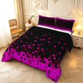 thumbnail image 2 of Manfei Contemporary Grid King Size Comforter Sets,Pixel Pattern Comforters King Size,Purple Black,Black Reversible,3 Pieces,1 Comforter and 2 Pillowcases,3 Pieces,1 Comforter and 2 Pillowcases, 2 of 7