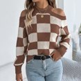 thumbnail image 2 of Yuzhih Womens Cold Shoulder Sweaters Mock Neck Fall Long Sleeve Soft Solid Color Pullovers Plaid Lightweight Sweater, 2 of 7