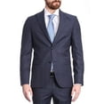 thumbnail image 3 of Carducci Mens Blue Windowpane Wool Blend Slim Fit Suit With Peak Lapels, 3 of 5