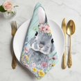 thumbnail image 2 of Easter Bunny Cloth Napkins, Blue Easter Eggs Spring Floral Teal Wooden Washable and Reusable Dinner Napkins Set of 2, Table Napkin for Kitchen Party Birthday Wedding Hotel Housewarming 20"x20", 2 of 9