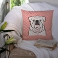 thumbnail image 3 of Caroline's Treasures BB1220PW1414 Checkerboard Pink White English Bulldog  Canvas Fabric Decorative Pillow , 14Hx14W,, 3 of 4