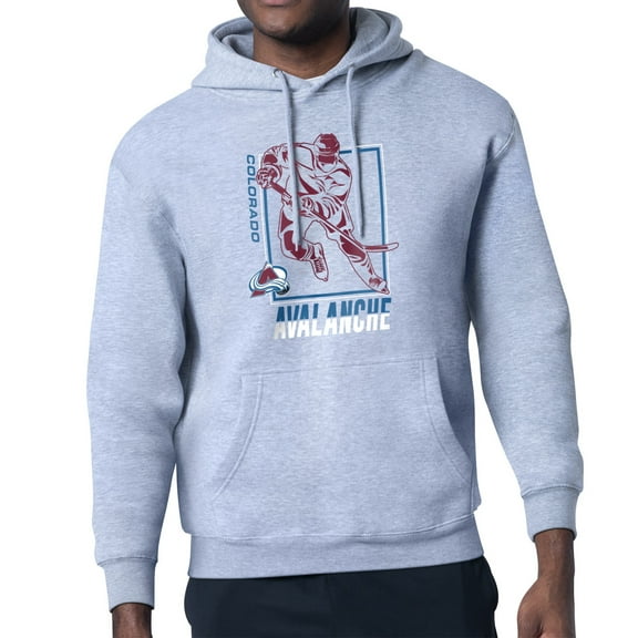 Men's Starter Heather Gray Colorado Avalanche Player Grid Fleece Pullover Hoodie