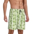 thumbnail image 2 of Honeii Bamboo Stems And Leaves Print Men's Pajama Sleepwear Shorts - a comfy pajama bottom and lounge short for Relaxed Home Wear-, 2 of 6