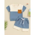 thumbnail image 2 of FEORJGP Toddler Baby Boys Casual Shorts Set 0-3Y Infant Short Sleeve T-shirt Crew Neck Shirt Contrast Color Tops with Elastic Waist Shorts Newborn Loose Summer Daily Outfit, 2 of 9