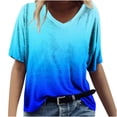 thumbnail image 2 of Fesfesfes Short Tshirts for Women's Fashion Printing Casual V-neck Short Sleeve Loose T-shirt Tops Cute Short Sleeve Tops for Women L(US:8), 2 of 5