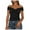 Black, variant on Puliio Womens Tops V-Neck Knot Design Cross Off Shoulder Pleated Solid Shirt Summer Sexy Versatile Style Slim Fit Knitted Tops
