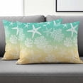 thumbnail image 2 of Set of 2 Marine Life Pillow Covers 12x20 Inch, Starfish Shell Coral Gradient Blue Yellow Ocean Decorative Throw Pillow Cases Cotton Cushion Covers for Sofa Couch Bed Living Room Bedroom Home Decor, 2 of 9