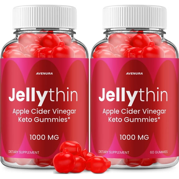 Jellythin ACV Gummies Supplement – Jelly Thin Gummy Advanced Formula Apple Cider Vinegar Maximum Strength 1000MG, 2 Pack, 120 Gummies