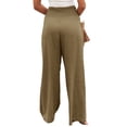 thumbnail image 5 of Qiylii Women Cotton Linen Pants Elastic High Waist Wide Leg Palazzo Lounge Smocked Casual Trousers with Pockets, 5 of 6
