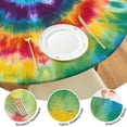 thumbnail image 4 of Colorful Rainbow Tie Dye Spiral Pattern Round Fitted Tablecloth with Elastic Edge,Dining Table Cover Waterproof,Outdoor Round Tablecloth for Camping,Dining,Indoor and Outdoor, 4 of 7