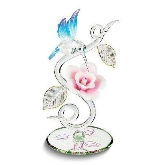 Glass Baron Hummingbird With Rose Vine
