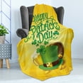 thumbnail image 4 of Irish Pub Soft Flannel Fleece Throw Blanket, St Patrick's Day Celebration with Beer Clover Leprechaun Hat, Cozy Plush for Indoor and Outdoor Use, 60" x 80", Earth Yellow Green, by Ambesonne, 4 of 5