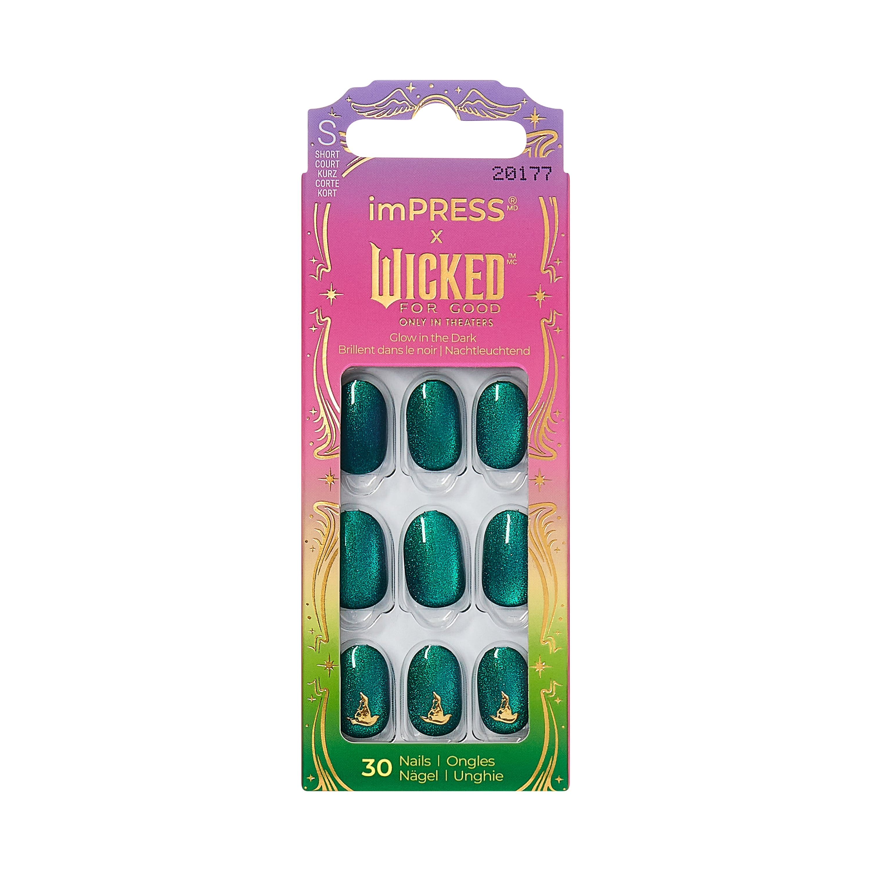 Kiss Impress Nail - Wicked - Une histoire en deux parties - Court - Vert - 30 ongles