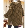 thumbnail image 4 of Chaqueta Acolchada para Mujer, con Capucha, Larga, Cremallera, Abrigo de Invierno, Chaquetas Cálidas con Bolsillos Marrón L, 4 of 8