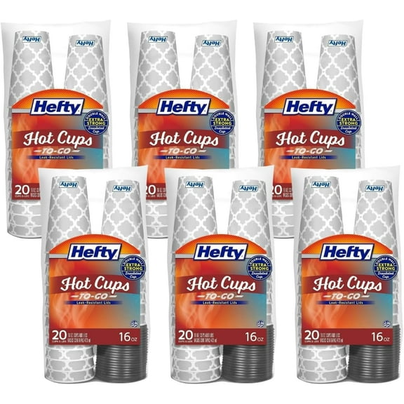 Paper Disposable Hot Cups with Lids, 16 Ounce, 20 CT (Pack of 6)