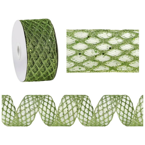 1Roll 10 Yards Glitter Mesh Wired Ribbon for Wedding Easter Mother's Day Valentine's Day Party Decoration,Sparkling Mesh Wired Ribbon for Valentines Gift Wrapping,Flower Bouquet Wrapping,DIY Craft