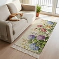 thumbnail image 2 of Kitchen Runner Rugs, Garden Watercolor Hydrangea 2'x4' Throw Rug with Tassels, Spring Peony Flower Daisy on Beige Washable Soft Floor Carpet Runner for Hallway Bedroom Bathroom Laundry Room, 2 of 9