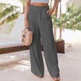 thumbnail image 1 of Pantalones con bolsillos Pantalones casuales con cintura elástica Línea H Traje de vacaciones holgado, 1 of 7