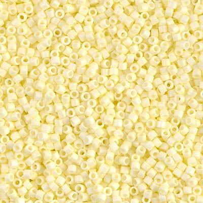 Miyuki Delica Seed Beads DB1521 11/0 Opaque Pale Yellow Matte AB 7.2 Grams