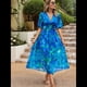 thumbnail image 5 of Vestidos de Verano para Mujer 2025, Informales, con Mangas Abullonadas, Cuello en V, Florales, Estilo Bohemio, Vestido . Azul L, 5 of 10