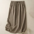 thumbnail image 2 of Bovxnpu Women Skirt Women's Linen Skirt Elastic Midi Skirts Beach Vacation Summer Outfits, 2 of 6
