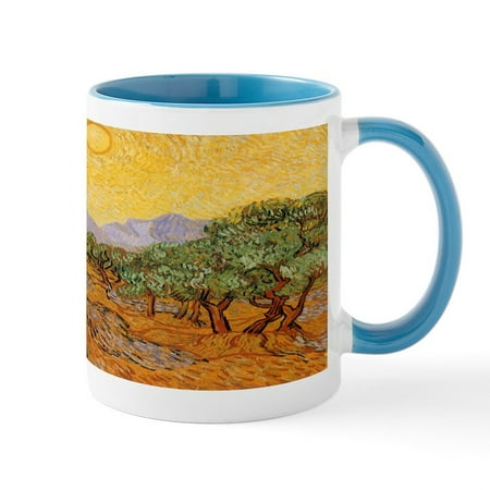 

CafePress - Van Gogh Olive Trees Yellow Sky And Sun Mug - 11 oz Ceramic Mug - Novelty Coffee Tea Cup