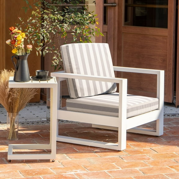 Outdoor Seat Cushion Set Deep Seating Patio Cushion Set Thick Cushions 23.6"x23.6"x5”,Grey Stripes