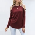 thumbnail image 4 of Savings Clearance 2024! TAGOLD Womens Tops,Women's Fashion Casual Long Sleeve Comfortable Sweatshirt Round Neck Tops Blouse Wine S, 4 of 5