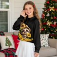 thumbnail image 4 of Xixirimido Sloth Sunflower Black Pattern Girls' Hoodies Sweatshirts Half Zipper Pullover Crop Tops with Pocket for Teen Girls Long Sleeve Sweater Size 5-6, 4 of 7
